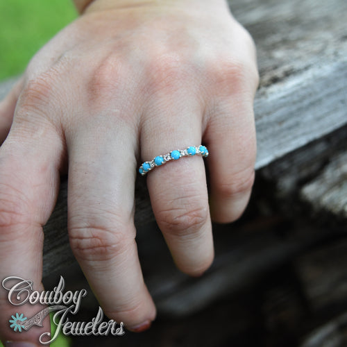 Anniversary Band, alternating turquoise and diamonds