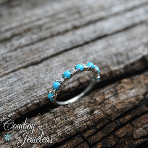 Anniversary Band, alternating turquoise and diamonds