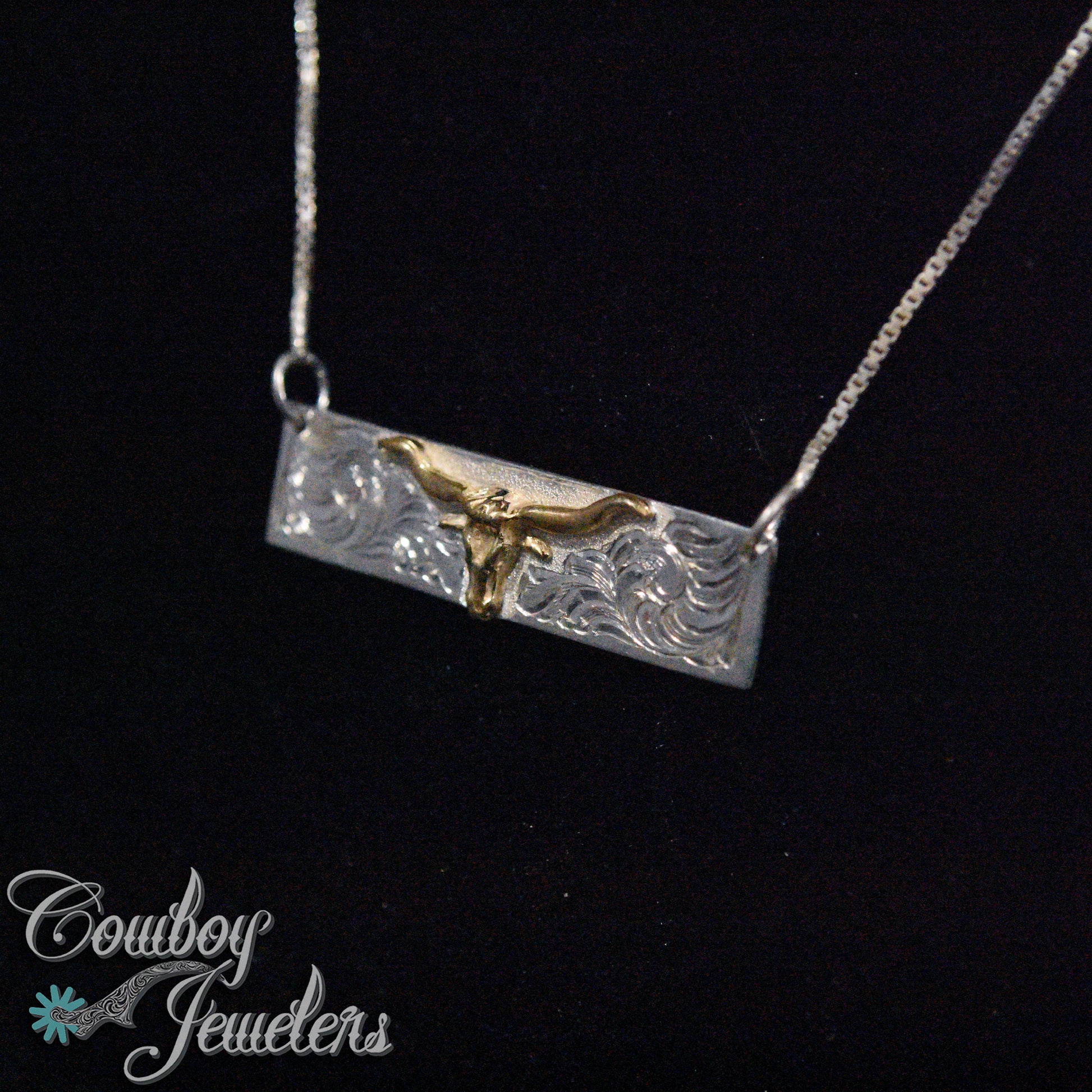 208 -  Cow skull bar necklace