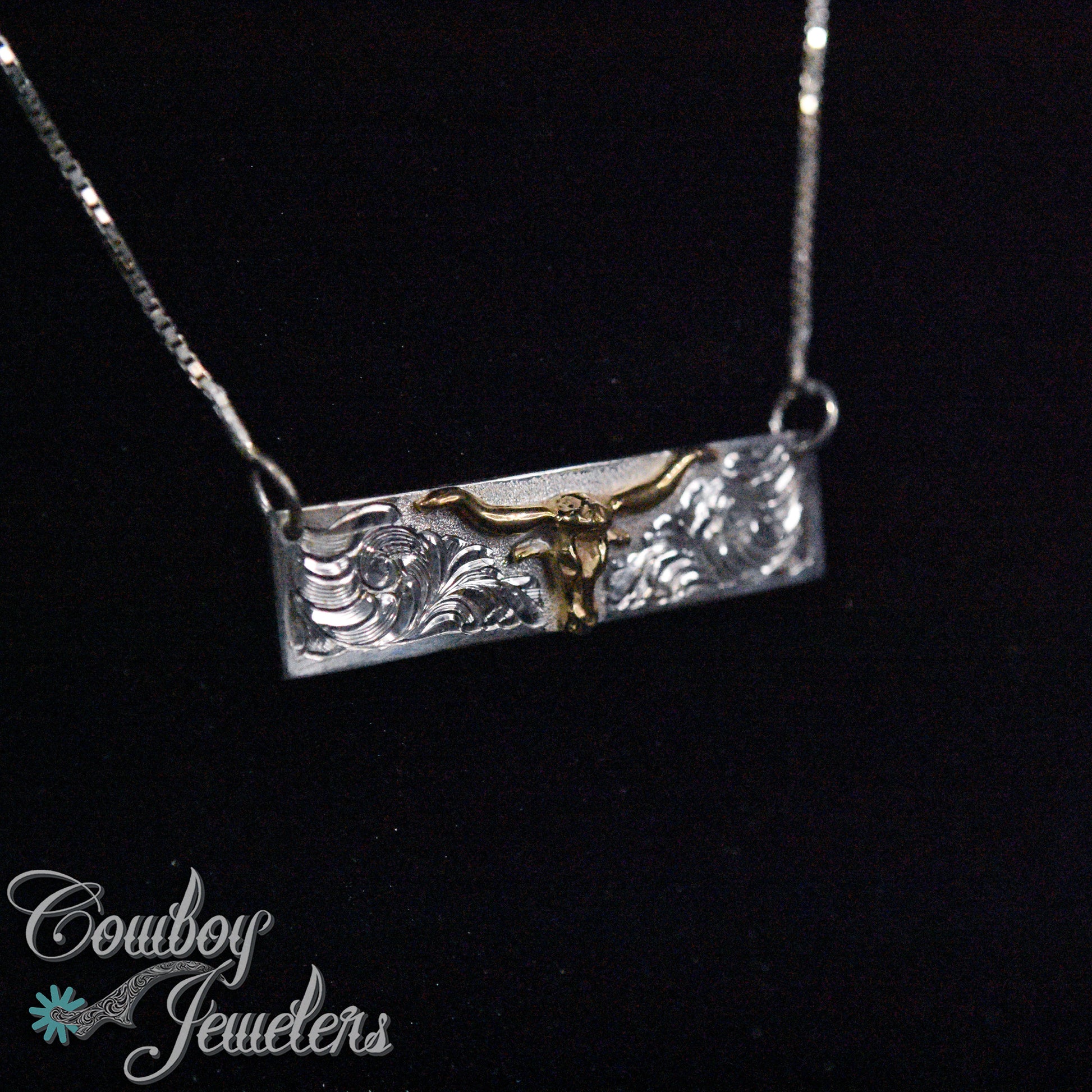 208 -  Cow skull bar necklace
