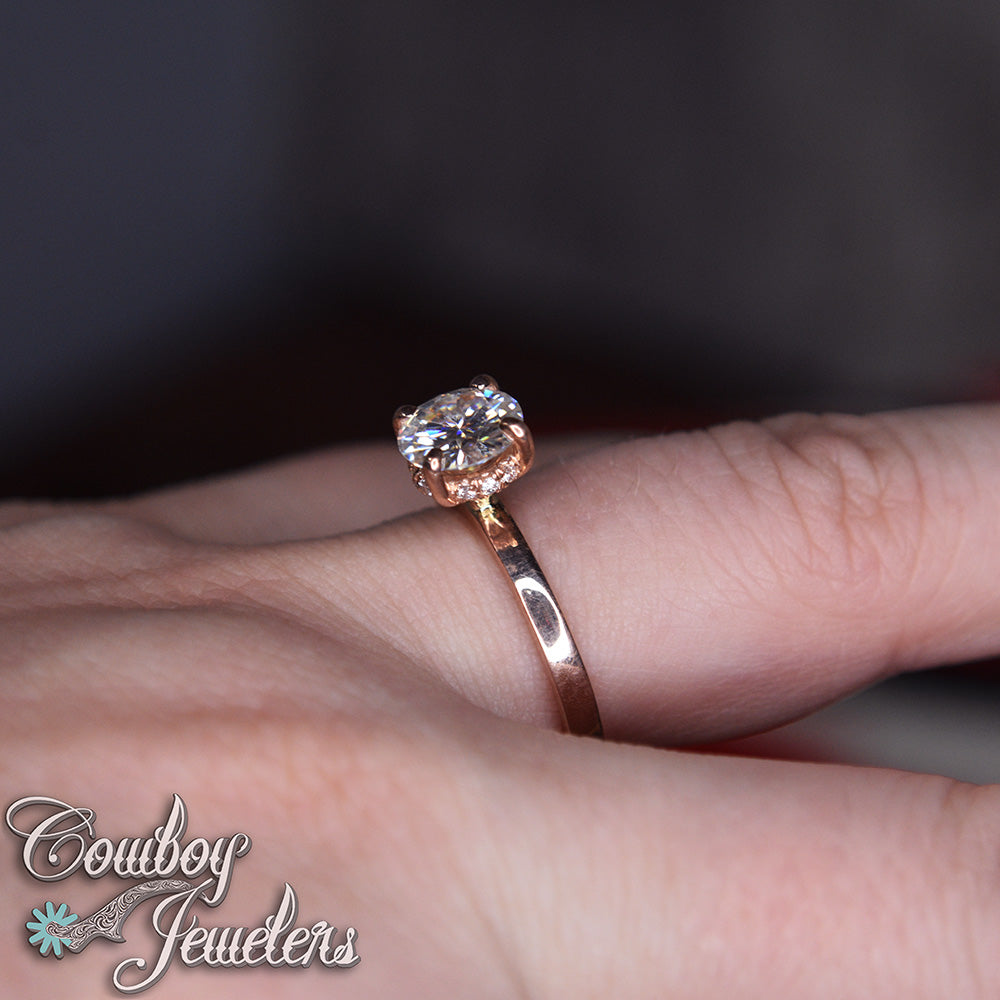 301 - Size 6 1/2 : Ready to ship, 14k rose gold and Moissanite