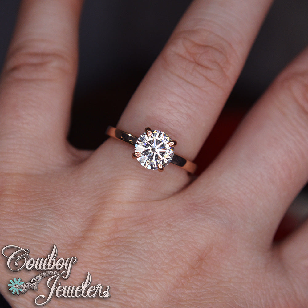 301 - Size 6 1/2 : Ready to ship, 14k rose gold and Moissanite