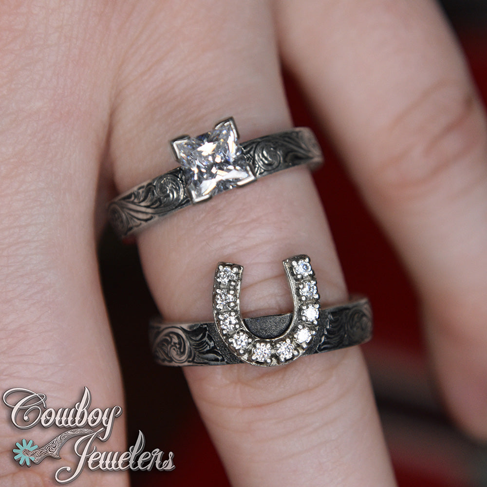 Horseshoe set - Size 8 : Ready to ship, Sterling silver antiqued ring