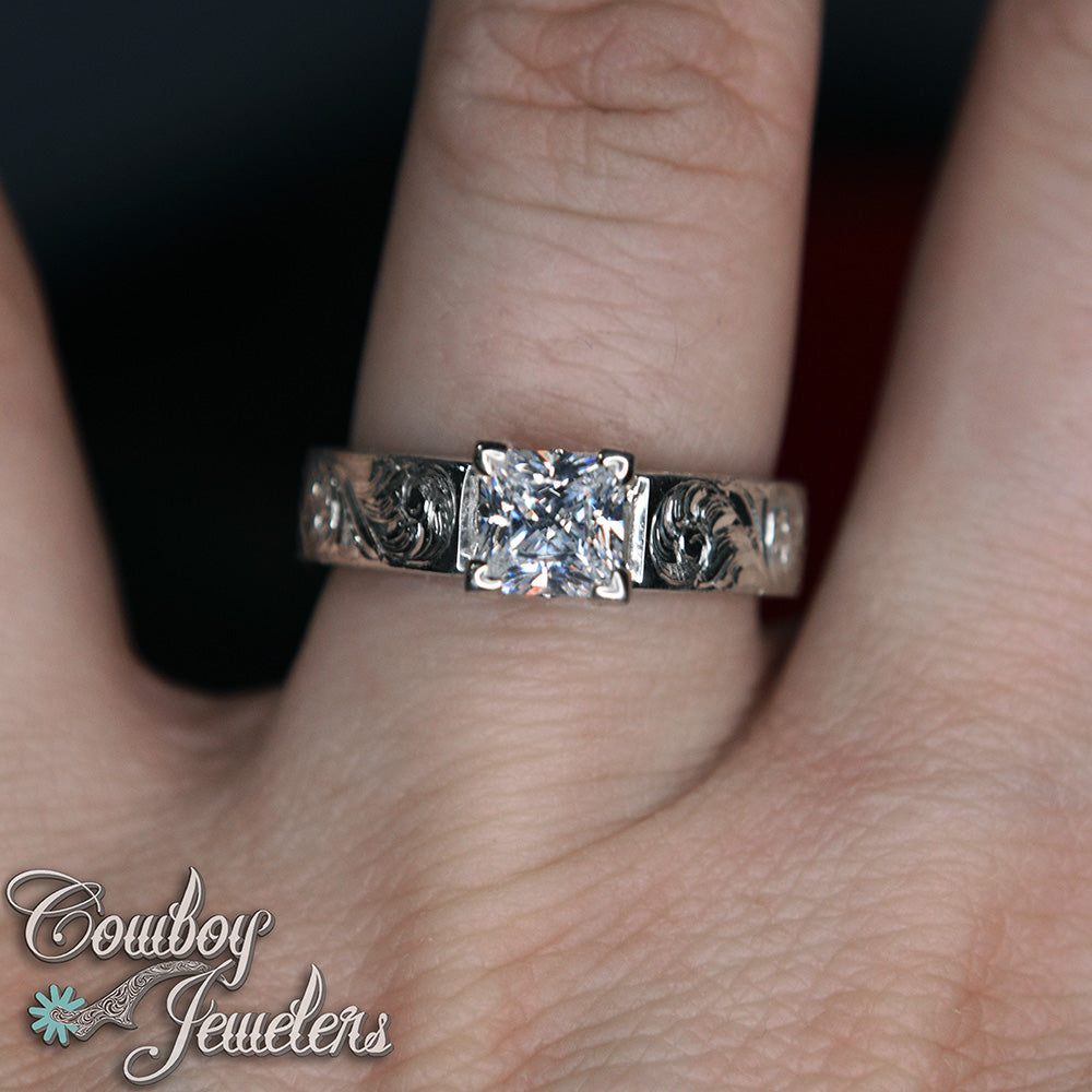 5120 - Size 7 1/2 Ready to ship Sterling silver .925 engraved ring