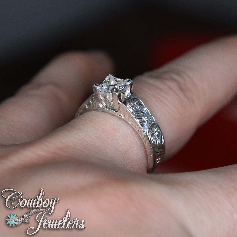 5120 - Size 7 1/2 Ready to ship Sterling silver .925 engraved ring