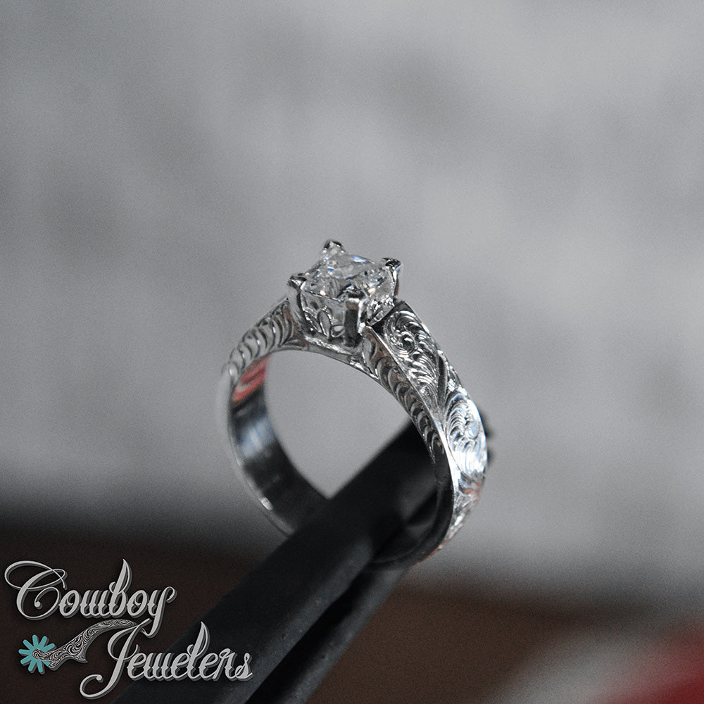 5120 - Size 7 1/2 Ready to ship Sterling silver .925 engraved ring