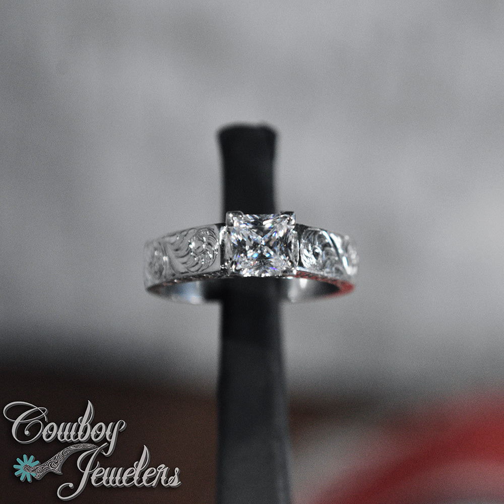 5120 - Size 7 1/2 Ready to ship Sterling silver .925 engraved ring