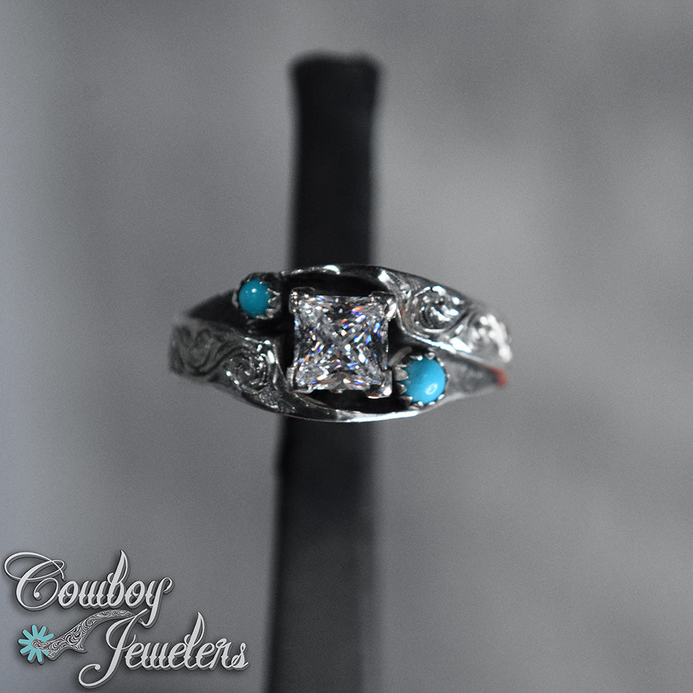 308 - Size 8 1/2 : Ready to ship, sterling silver & genuine turquoise ring