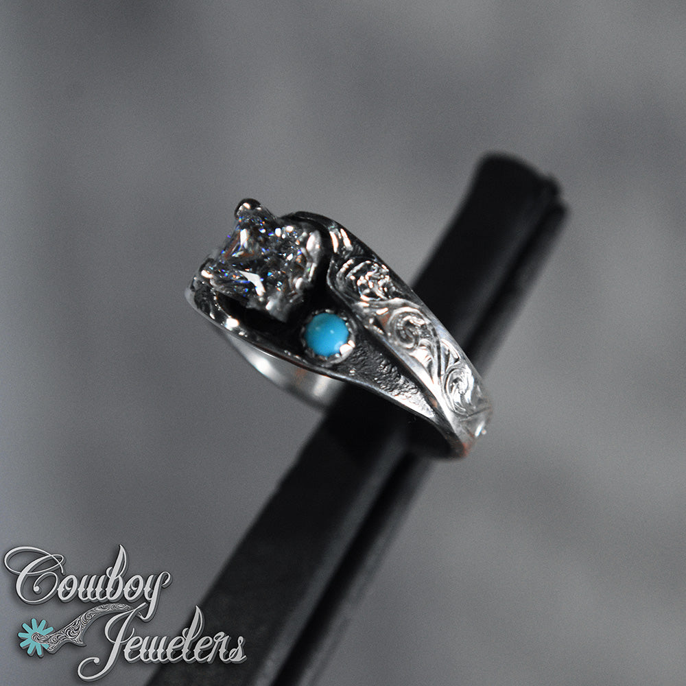 308 - Size 8 1/2 : Ready to ship, sterling silver & genuine turquoise ring