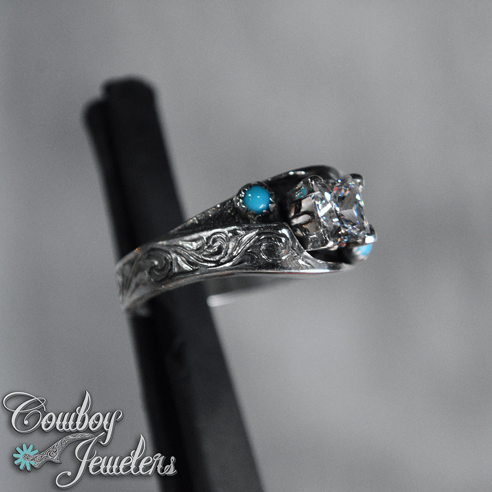 308 - Size 8 1/2 : Ready to ship, sterling silver & genuine turquoise ring