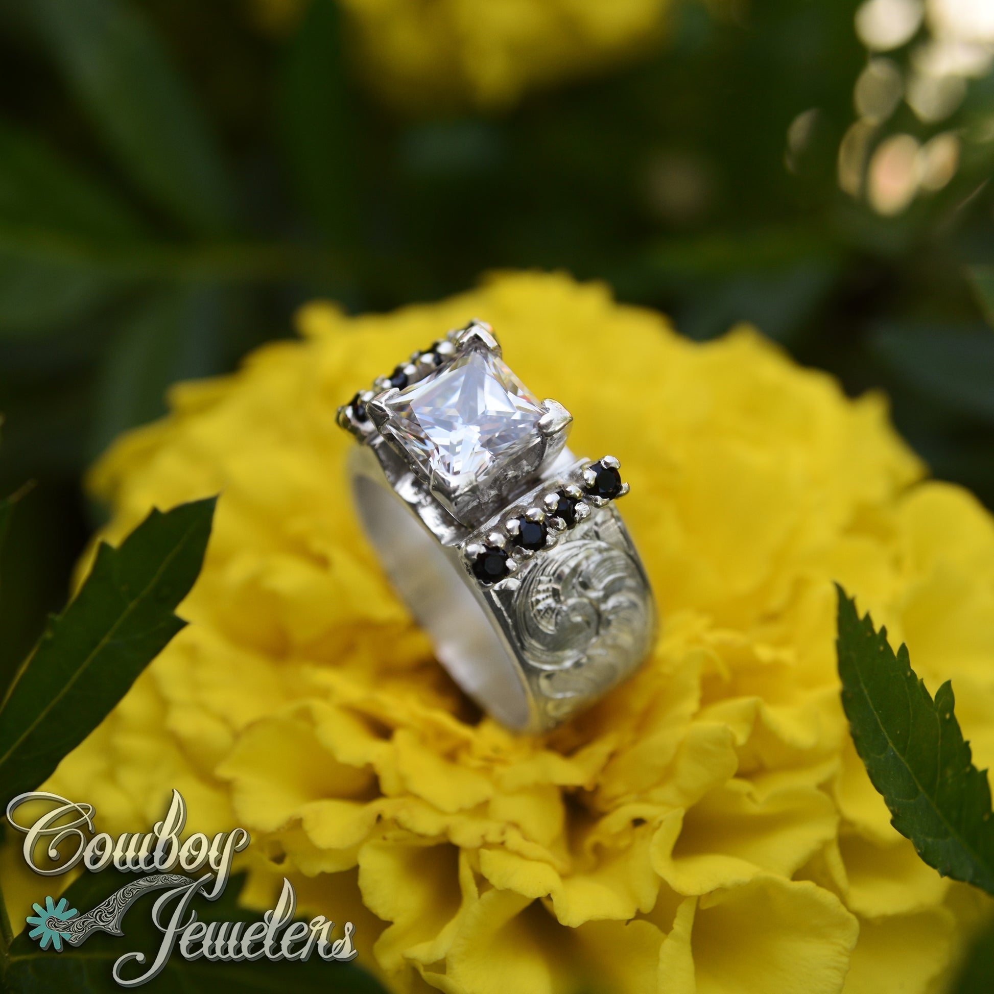 5130 Cathedral style band available with your choice of gemstones