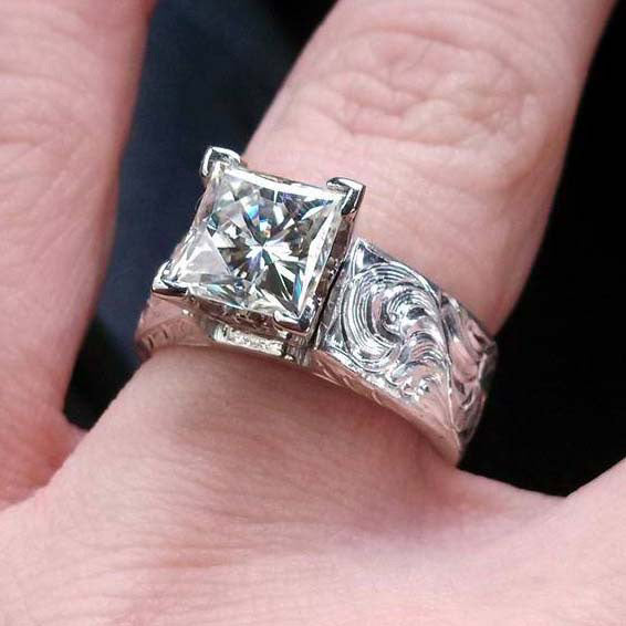 5126 2ct princess engraved wedding ring