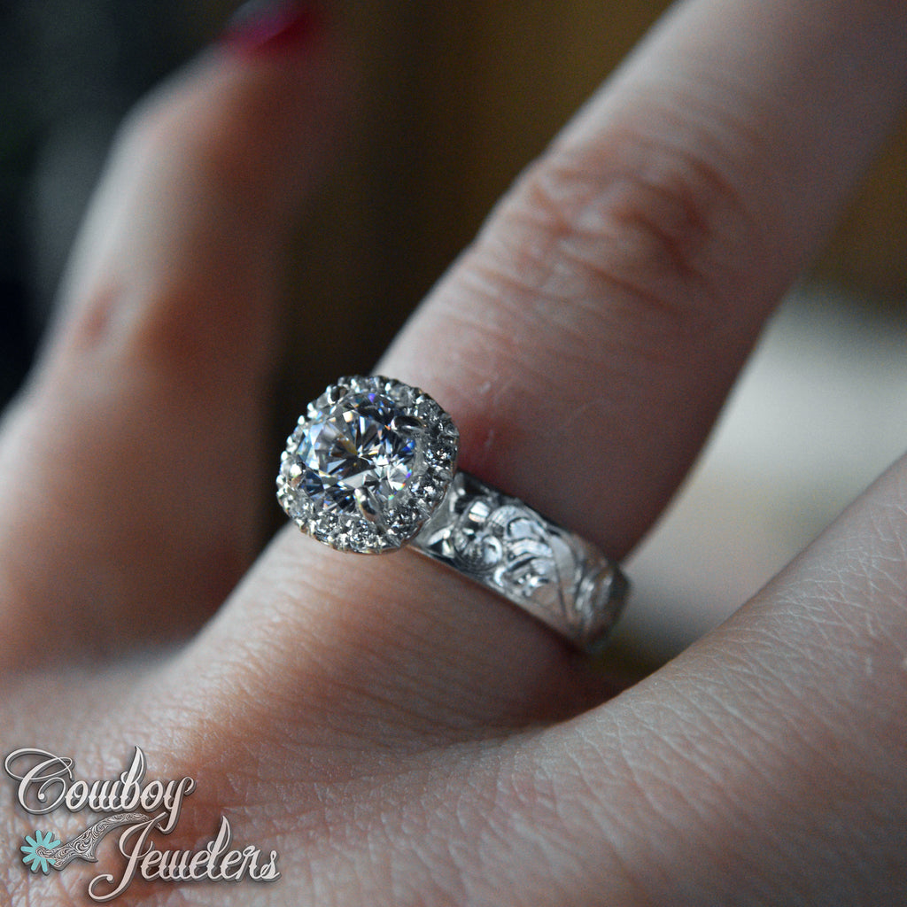 5505 5mm wide wedding band with halo setting