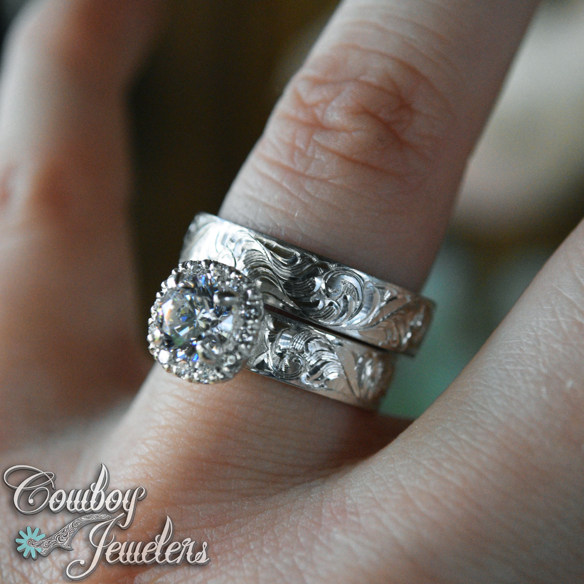 5505 5mm wide wedding band with halo setting