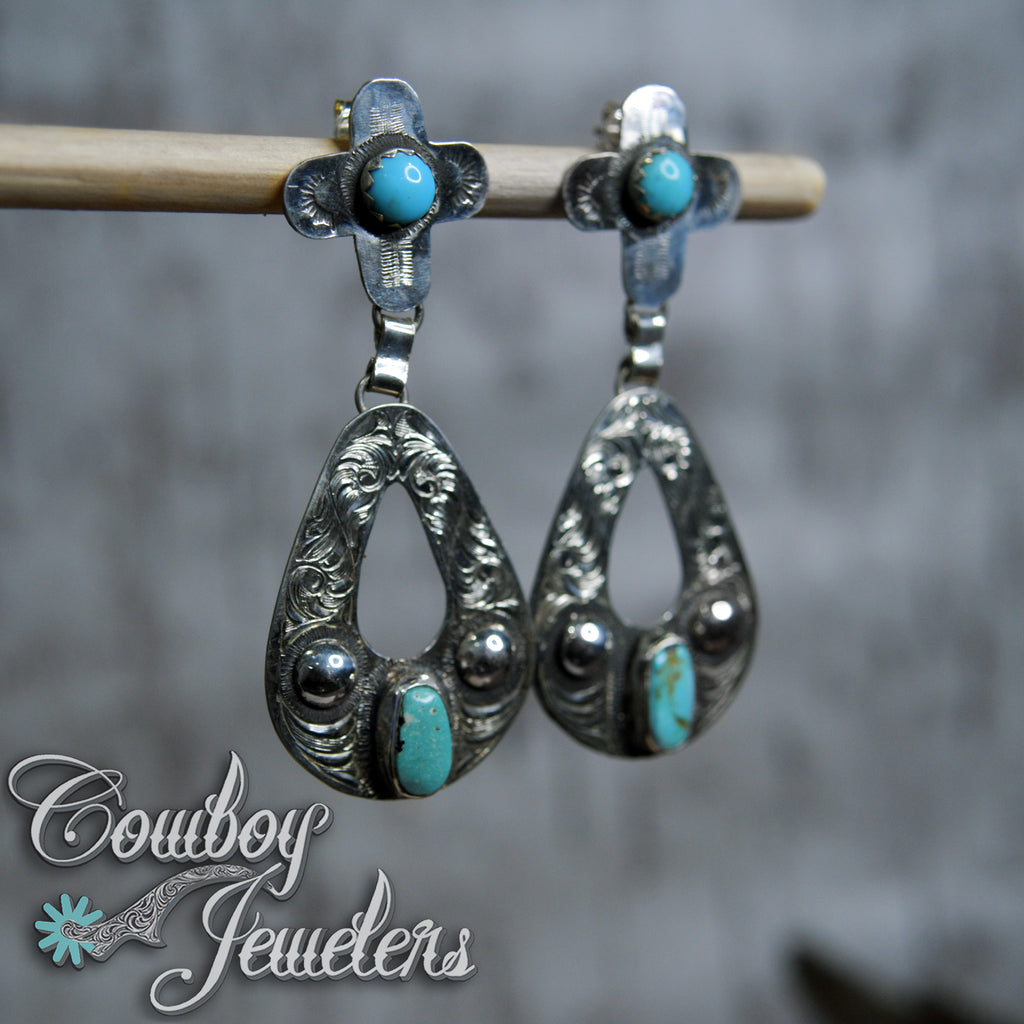 100 - Western turquoise earrings