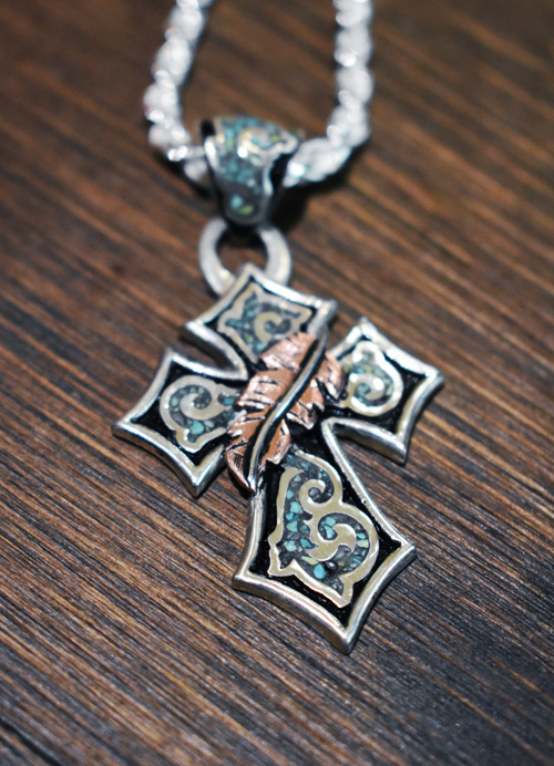 Two Tone Stainless Western Cross Necklace – Wild West Living